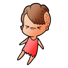 cartoon annoyed hipster girl
