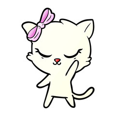cute cartoon cat with bow
