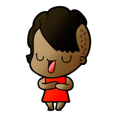 cute cartoon girl with hipster haircut