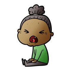 cartoon angry old woman