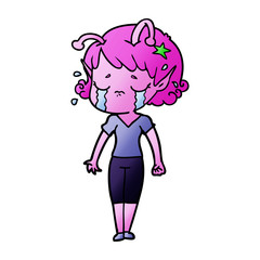 cartoon crying alien girl
