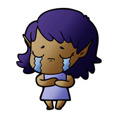 cartoon crying elf girl