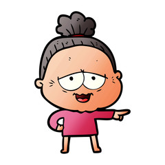 cartoon happy old lady