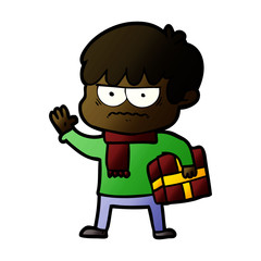 annoyed cartoon boy