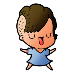 Obraz premium cute cartoon girl with hipster haircut
