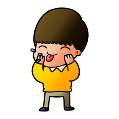 cartoon boy blowing raspberry