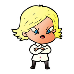 cartoon stressed woman