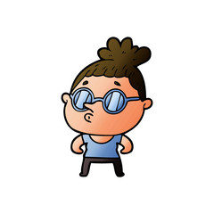 cartoon woman wearing glasses