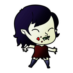 cartoon vampire girl with blood on cheek