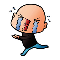 cartoon crying bald man