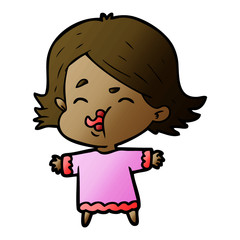 cartoon girl pulling face