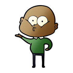 cartoon bald man staring
