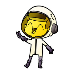 happy cartoon astronaut