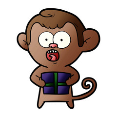 Obraz premium cartoon shocked monkey
