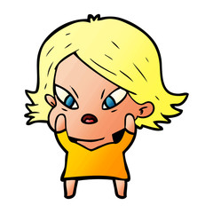 cartoon stressed woman