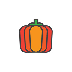 Pumpkin vegetable filled outline icon, line vector sign, linear colorful pictogram isolated on white. Symbol, logo illustration. Pixel perfect vector graphics