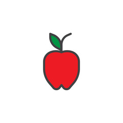 Apple fruit filled outline icon, line vector sign, linear colorful pictogram isolated on white. Vegetarian diet food symbol, logo illustration. Pixel perfect vector graphics