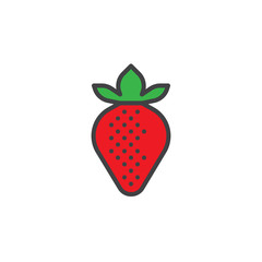 Strawberry fruit filled outline icon, line vector sign, linear colorful pictogram isolated on white. Symbol, logo illustration. Pixel perfect vector graphics