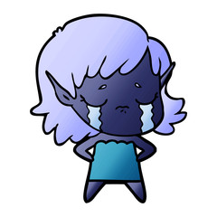 crying cartoon elf girl
