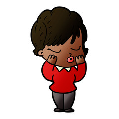 cartoon woman with eyes shut