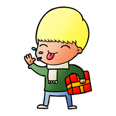 cartoon boy sticking out tongue