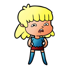 cartoon worried woman