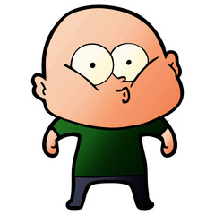 cartoon bald man staring