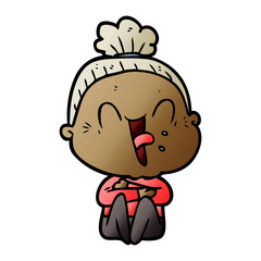 cartoon happy old woman