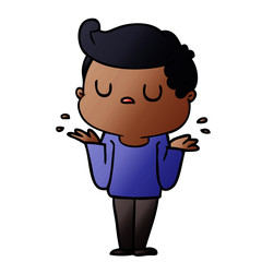 cartoon aloof man shrugging shoulders