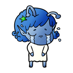cartoon crying alien girl
