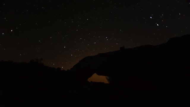 Mesa Arch at Canyonlands National Park Night Moonset Timelapse