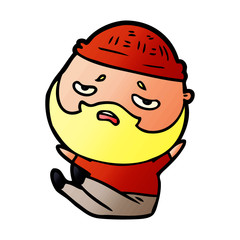 Fototapeta premium cartoon worried man with beard