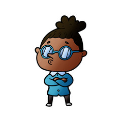 cartoon woman wearing glasses