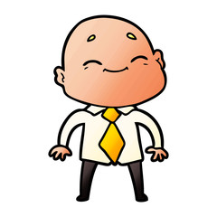 happy cartoon bald man