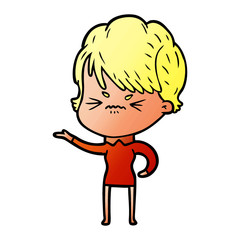 Obraz premium cartoon frustrated woman