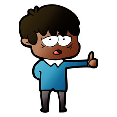 cartoon exhausted boy