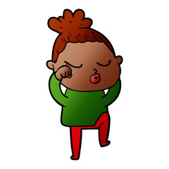 cartoon calm woman