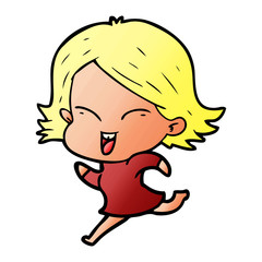 happy cartoon girl