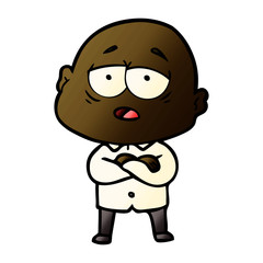 cartoon tired bald man