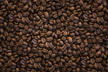 close up background of coffee beans