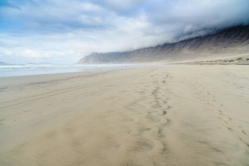 Famara-stunning beach for surfers. Lanzarote. Canary Islands. Spain