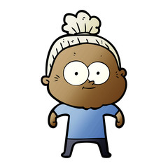 cartoon happy old woman