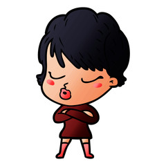 cartoon woman with eyes shut