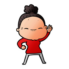 cartoon peaceful old woman