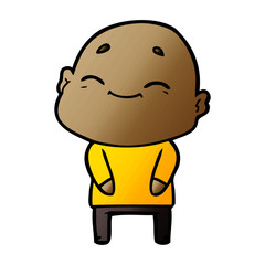 happy cartoon bald man
