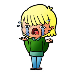 cartoon girl crying