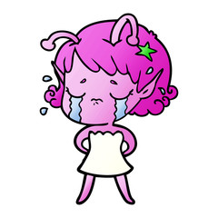 cartoon crying alien girl