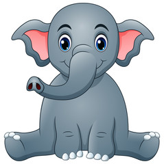 Cute elephant cartoon sitting