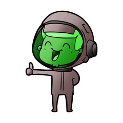 happy cartoon astronaut