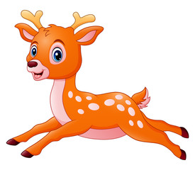 Cute cartoon deer running